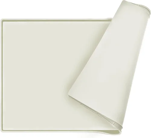 Miniatura 10 de Tapete de comida para perros, bandeja de comida impermeable de silicona, mantel individual antideslizante para mascotas, borde elevado de 0.6