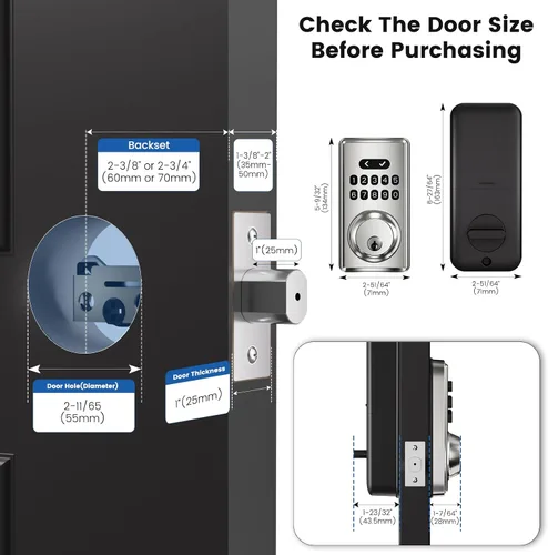 Miniatura 7 de Keyless Entry Door Lock with Keypad, Smart Deadbolt for Front Door, Electronic Door Lock with Auto Lock & One-Time Passcode, 100 User Codes