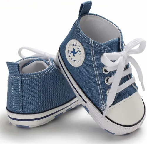 Miniatura 4 de Sekantrol Zapatos unisex para bebés, niñas y niños, suela suave, lona para recién nacidos, primeros pasos, zapatillas altas antideslizantes