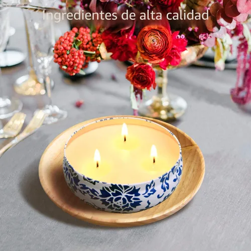 Miniatura 5 de Hausware Velas de citronela para exteriores e interiores, juego de 3 velas perfumadas grandes de 13.5 onzas, velas de citronela de cera de soja Azul