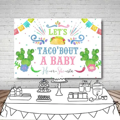 Miniatura 6 de MEHOFOND Fondo de fiesta mexicana de cactus para revelación de género de Let's Taco Bout a Baby He or She Fotografía, Baby Shower Party Banner