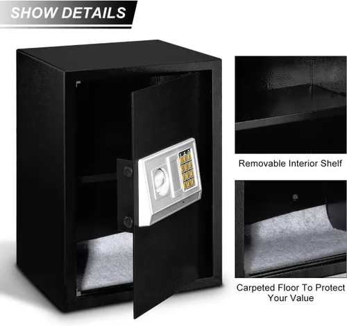 Miniatura 2 de Happygrill Caja fuerte electrónica digital, caja fuerte grande del gabinete de seguridad de la cerradura del teclado para el banco del hotel