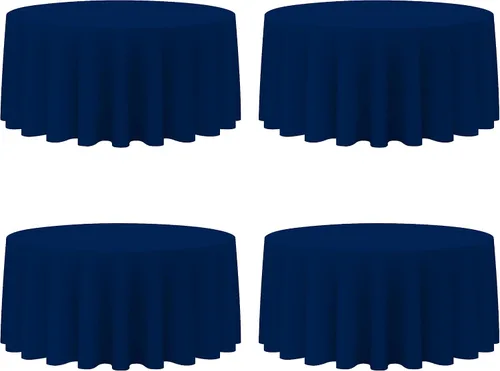 Miniatura 34 de BRILLMAX Paquete de 4 manteles redondos color azul rey de 132 pulgadas, tela de lino de poliéster lavable a granel, para bodas, recepciones, Azul