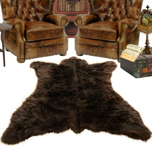 Fur Accents Alfombra de piel de oso sintético, pelo sintético, alfombra de animal, alfombra, sala de estar, habitación familiar, dormitorio, cueva