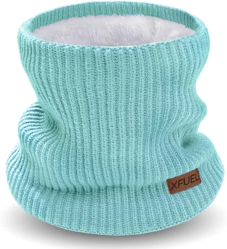 Miniatura 25 de Calentador de cuello para niños, polaina de cuello de invierno tejida, bufanda infinita con forro polar para niños y niñas, máscara de esquí