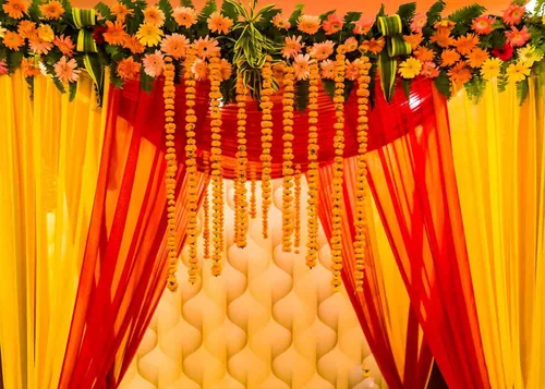 Miniatura 6 de EOA Telón de fondo de fotografía de boda de 7 pulgadas de ancho x 5 pies de alto, color naranja caléndula india, telón de fondo rojo para ceremonia
