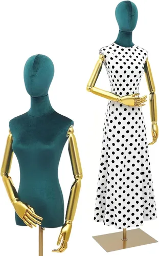 Miniatura 15 de Maniquí femenino forma de vestido de maniquí para mujer, torso con soporte, altura ajustable, 63-81 pulgadas, maniquí con cabeza de brazo