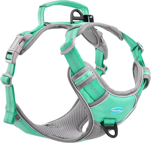 Miniatura 18 de ThinkPet Arnés deportivo transpirable, antitirones para perro, con asa, arnés reflectante y ajustable para perros medianos o grandes, clip trasero