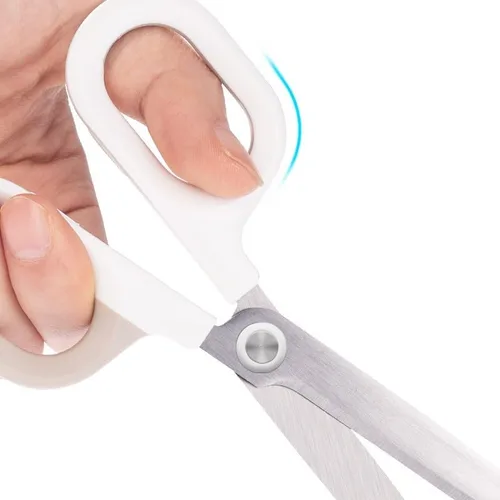 Miniatura 3 de Tijeras multiusos de oficina para manualidades y manualidades, asas de agarre cómodo, tijeras afiladas resistentes (blanco)
