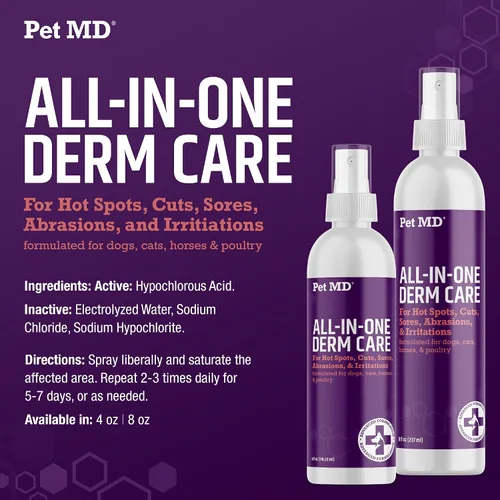 Miniatura 6 de Pet MD Cuidado Derm Care todo en uno – Spray de ácido hipocloroso para perros y todas las mascotas – Chupete de piel para perros y heridas