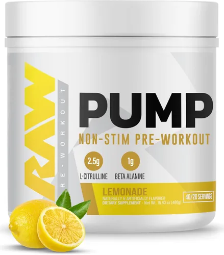 Miniatura 10 de RAW Pump sin estimulantes para preentrenamiento (Mentalidad de Campeón) - Suplemento en polvo con impulsor de óxido nítrico sin estimulantes