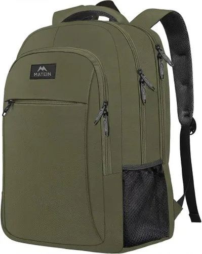MATEIN Mochila de viaje para laptop de 15.6 pulgadas, mochila resistente para computadora para mujeres y hombres con puerto de carga USB, mochila de