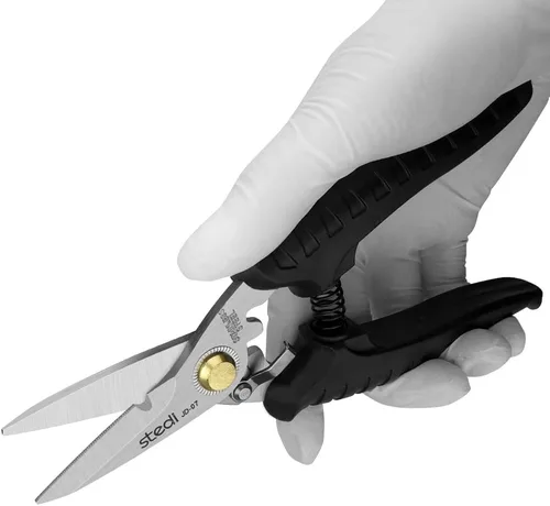 Miniatura 5 de stedi Tijeras resistentes, multiusos, con cuchillas de acero inoxidable de alto carbono finamente dentadas, muesca de cable eléctrico de fácil