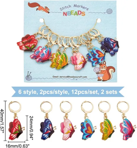 Miniatura 2 de NBEADS Marcadores de Puntadas de Animales, Dijes Marcadores de Puntadas de Crochet de Aleación Esmaltada, Marcadores de Puntadas con Cierre