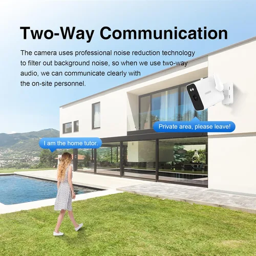 Miniatura 7 de EVERSECU Cámara bala WiFi con cable de 2K para exteriores, baterías de 5000 mA para corte de energía, detección humana, compatible con Alexa