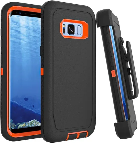 Miniatura 40 de Funda para Galaxy S21, Funda Resistente de Grado Militar Resistente a los Golpes y a Prueba de Caídas para Samsung Galaxy S21, Negro+Naranja Negro