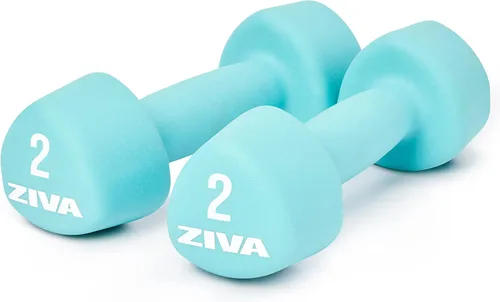 ZIVA Pares de mancuernas de goma de neopreno, elegante, antideslizante, acabado de goma duradero, núcleo pesado de precisión, diseño que no se rueda