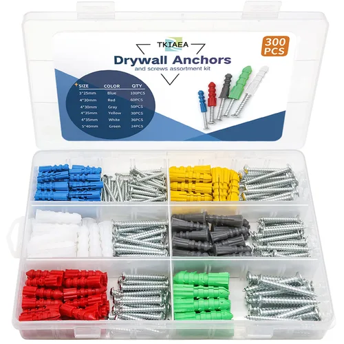 Miniatura 7 de Kit de anclajes y tornillos para paneles de yeso, 142 piezas, anclajes de pared y tornillos para paneles de yeso, incluye 5 tamaños diferentes