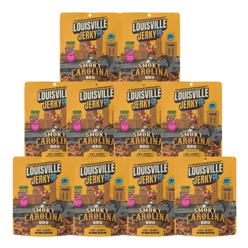 Miniatura 9 de Louisville Vegan Jerky - Carolina ahumada, carne seca apta para vegetarianos y veganos, 0.59 onzas de proteína de soja sin OMG, 300 calorías por