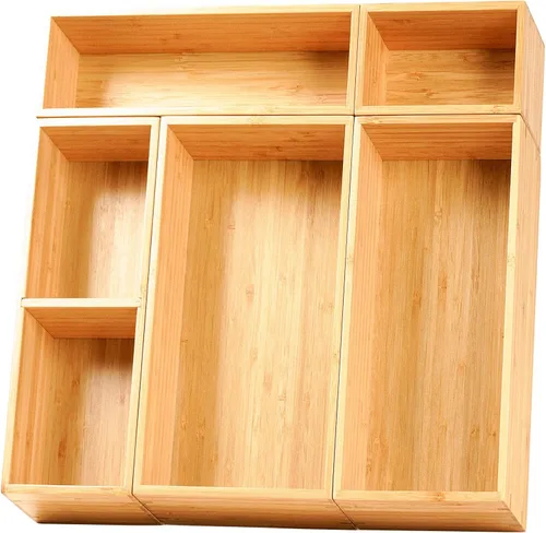 Miniatura 7 de Umilife Cajas de almacenamiento organizadoras de cajones, divisores de cajones de bambú de 2.5 pulgadas de alto, 3 contenedores reorganizables