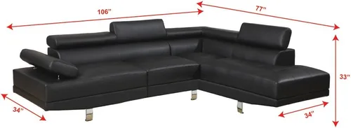 Miniatura 3 de Poundex Sofá seccional, negro