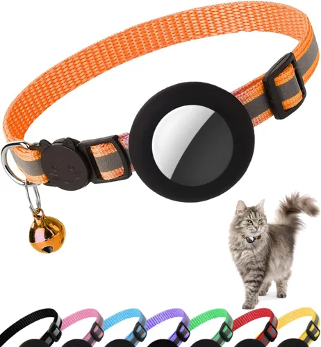 Miniatura 9 de Collar de Gato Airtag Separable, Collar Reflectante para Gatito con Soporte para Apple Air Tag y Campana para Gatos Niña y Niño, 0.4 Pulgadas