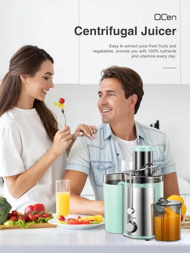 Miniatura 8 de Máquina exprimidora, extractor centrífugo de 800 W con boca ancha de 3 pulgadas, canal de alimentación para frutas y verduras, fácil de limpiar
