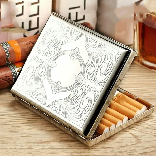 Miniatura 4 de Estuche para cigarrillos retro estilo victoriano de metal para tamaño regular, king y 100, tarjetero de bolsillo de seguridad, grande