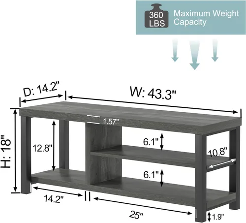 Miniatura 2 de EXCEFUR Banco de entrada industrial, banco rústico de almacenamiento de botas para interiores con asiento para sala de estar, gris