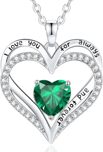 Miniatura 67 de CDE Collares de piedra natal para mujer, plata de ley 925, collar con colgante de corazón para siempre, Navidad, cumpleaños, aniversario, día de San