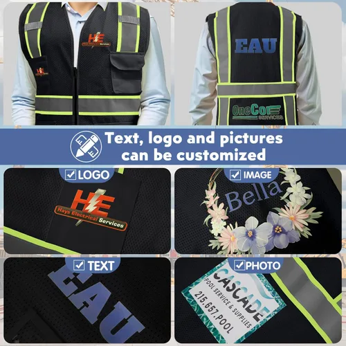 Miniatura 6 de Chalecos de seguridad con logotipo personalizado (S, M, L, XL, 2XL, 3XL, 4XL) Chalecos de seguridad reflectantes de alta visibilidad Clase 2