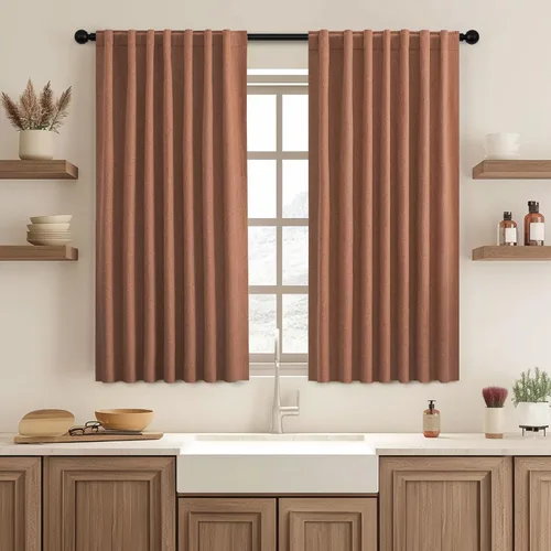 Miniatura 67 de UHITECH - Cortinas opacas beige para sala de estar, cortinas cortas de 35 pulgadas para habitación, cortinas negras para ventanas pequeñas, paneles