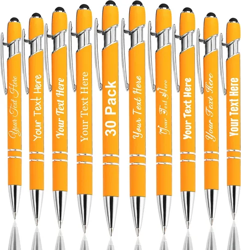 Miniatura 77 de Hasta 300 bolígrafos personalizados a granel con nombre personalizado con grabado gratis, puntas de lápiz capacitivo grabado, bolígrafo
