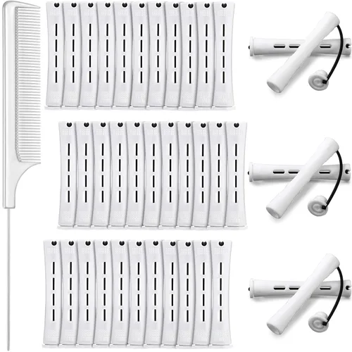Miniatura 14 de WILLBOND - 36 piezas de varillas de onda fría para permanente de cabello, varillas de rizado con peine de cola de rata de acero para peinado