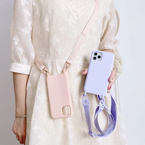 Miniatura 7 de Compatible con iPhone 11, funda cruzada para teléfono con cordón, bonita funda de silicona suave con correa ajustable para el hombro, protector a