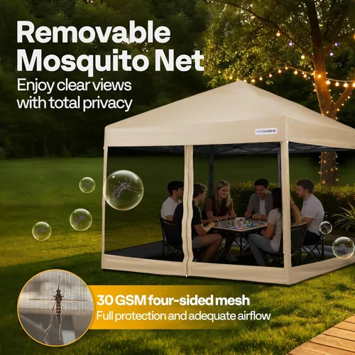 Miniatura 5 de VIVOHOME Toldo desplegable fácil de 8 x 8 pies, tienda de campaña para exteriores con mosquitera, 2 puertas con cremallera y bolsa enrollable