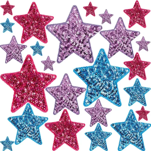 Miniatura 8 de Daifunli 24 Parches de Lentejuelas para Planchar de 4 Parches Decorativos Bordados Brillantes para Ropa, Bolsos, Chaquetas, Jeans, Sombreros