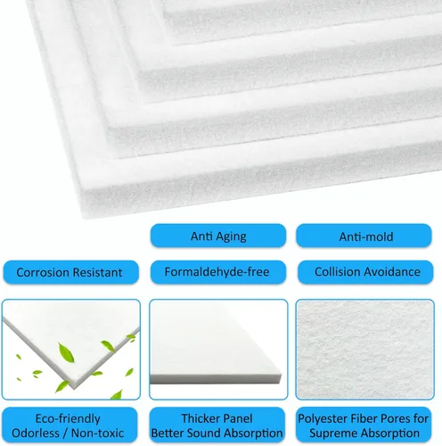 Miniatura 5 de BXI Paneles Acústicos Engrosados que Absorben el Sonido - Paquete de 12, 12 X 12 X 0.5 Pulgadas Paneles Acústicos Densos, Paneles de Sonido que