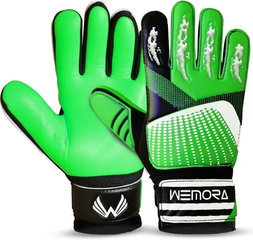 Guantes de portero de fútbol para niños y jóvenes junior de 4mm antideslizantes con agarre fuerte en la palma Verde