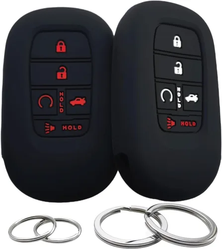 Funda de silicona para llavero de 5 botones, protector sin llave compatible con Honda Accord Civic HR-V CR-V Pilot Sport SI EX EX-L Touring 2022
