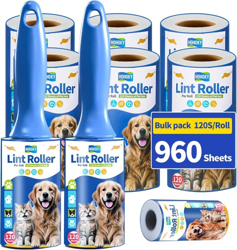 Rodillos de pelusa para pelo de mascotas, rodillo extra pegajoso resistente para perros y gatos, removedor para sofá, ropa, muebles, muebles,