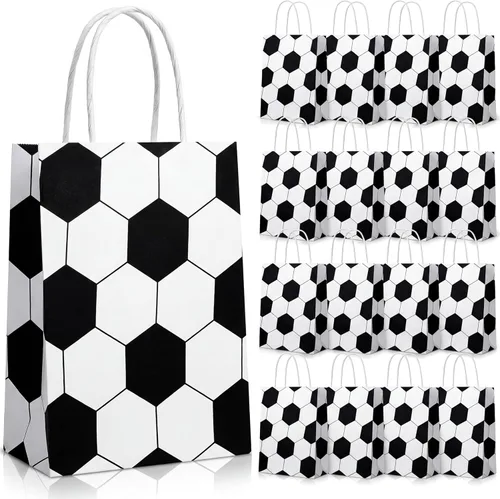 Zonon 24 bolsas de papel para fanáticos del fútbol, bolsas de regalo de fútbol para fanáticos del deporte, golosinas para niños y adultos, fiesta de