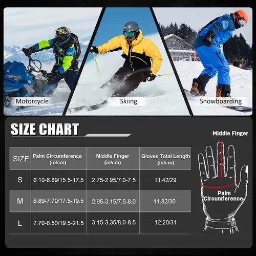 Miniatura 6 de MCTi Guantes de esquí, impermeables, para snowboard y nieve, 3M, Thinsulate, para clima frío, para mujer, para invierno, con pantalla táctil