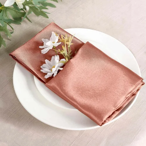 Miniatura 2 de Efavormart - Servilletas de lino de satén de terracota de 20 x 20 pulgadas para decoración de bodas, cumpleaños, restaurantes, fiestas, 25