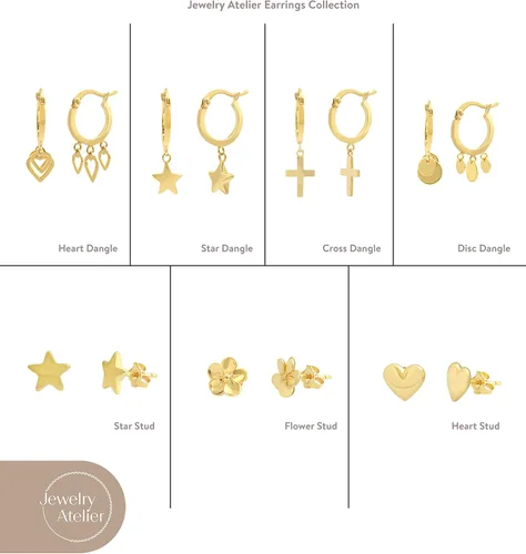 Miniatura 5 de Jewelry Atelier Colección de aretes colgantes rellenos de oro Aretes elegantes rellenos de oro amarillo sólido de 14 quilates para mujer