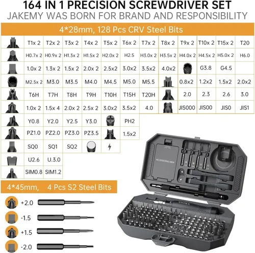 Miniatura 5 de Juego de destornilladores de precisión, kit de destornilladores para portátil, kit de reparación de destornilladores profesional JAKEMY 164 en 1