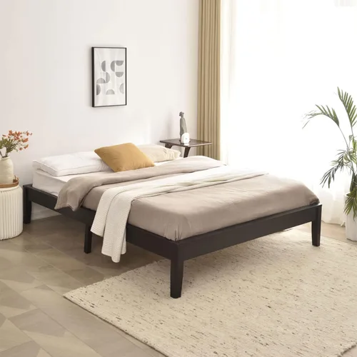 Woodpeckers Furniture And Mattress Stella - Marco de cama con plataforma de madera de pino macizo (negro, tamaño Queen (estándar de EE. UU.))
