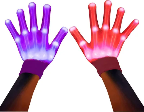 Guantes LED, 12 colores iluminados para niños, guantes de esqueleto LED, regalo de juguetes geniales para Halloween, regalo de Navidad para hombres