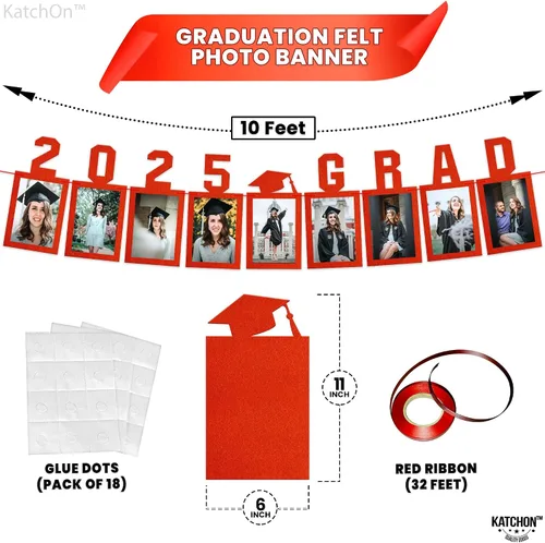 Miniatura 2 de KatchOn, Cartel de fotos de graduación rojo 2025 – grande, 10 pies, 2025 Cartel de graduación personalizado para la clase de 2025 Cartel
