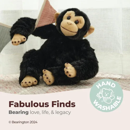 Miniatura 3 de Bearington Bing The Stuffed Monkey Plush – Juguete de peluche de chimpancé de 10.5 pulgadas con piel suave y características realistas, adorable